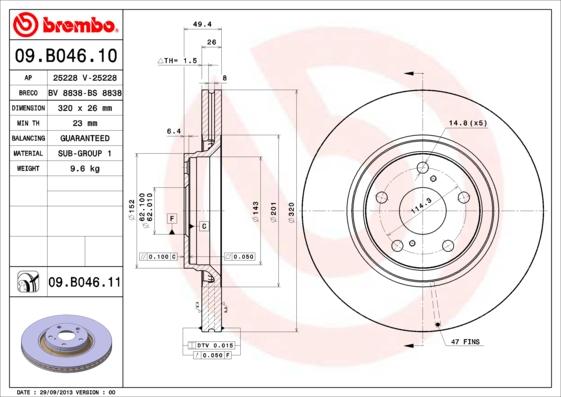 Brembo 09.B046.11 - Jarrulevy inparts.fi