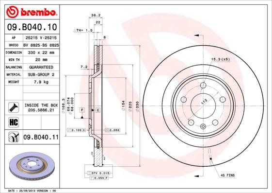 Brembo 09.B040.11 - Jarrulevy inparts.fi