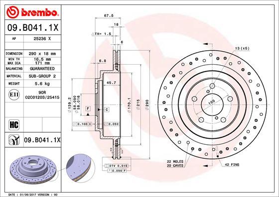 Brembo 09.B041.1X - Jarrulevy inparts.fi