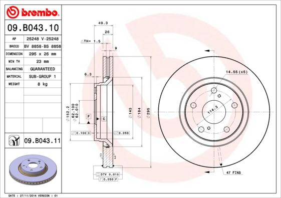 Brembo 09.B043.10 - Jarrulevy inparts.fi