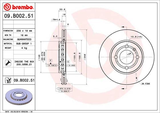 Brembo 09.B002.50 - Jarrulevy inparts.fi