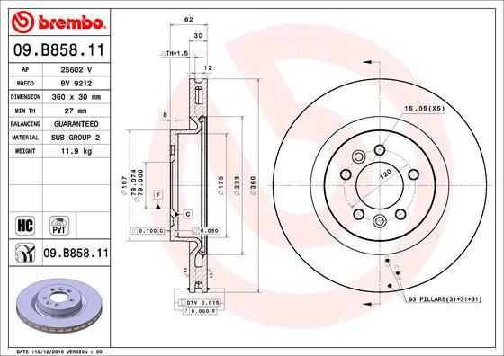 Brembo 09.B858.11 - Jarrulevy inparts.fi