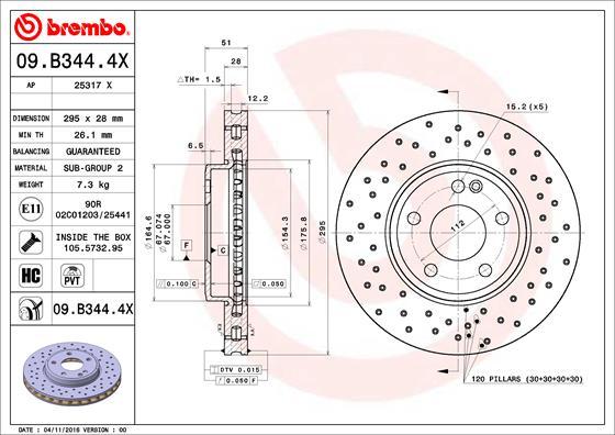 Brembo 09.B344.4X - Jarrulevy inparts.fi