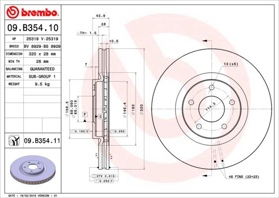 Brembo 09.B354.10 - Jarrulevy inparts.fi