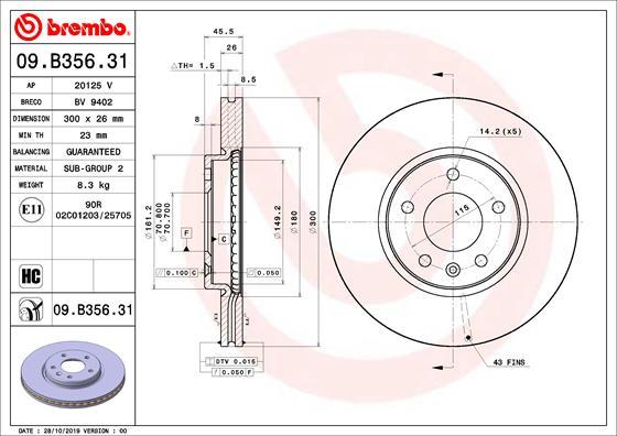 Brembo 09.B356.31 - Jarrulevy inparts.fi