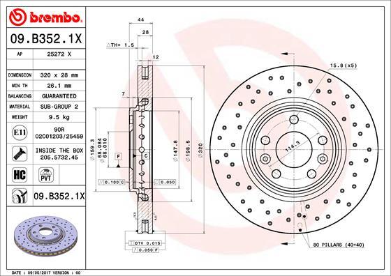 Brembo 09.B352.1X - Jarrulevy inparts.fi