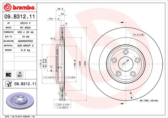 Brembo 09.B312.11 - Jarrulevy inparts.fi