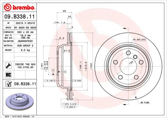 Brembo 09.B338.11 - Jarrulevy inparts.fi