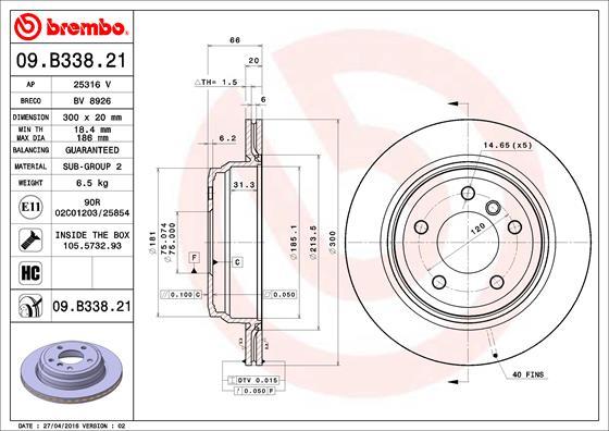 Brembo 09.B338.21 - Jarrulevy inparts.fi