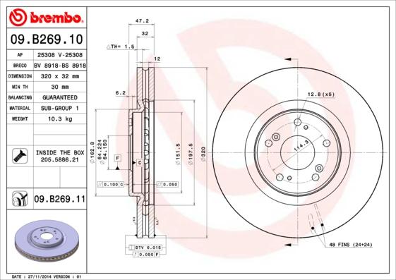 Brembo 09.B269.10 - Jarrulevy inparts.fi