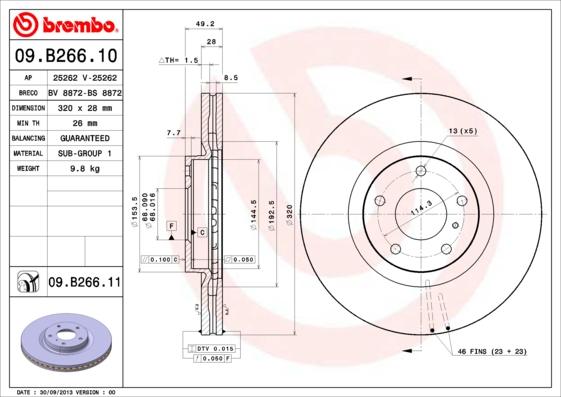 Brembo 09.B266.10 - Jarrulevy inparts.fi