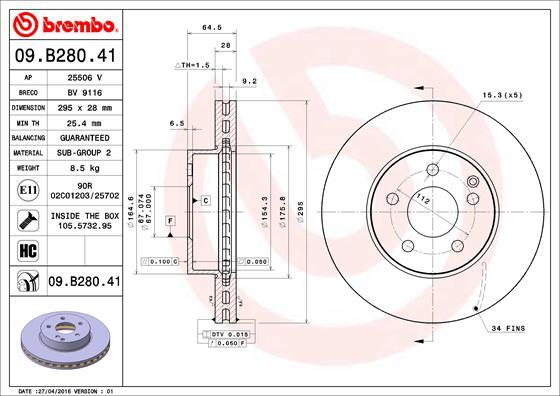 Brembo 09.B280.41 - Jarrulevy inparts.fi