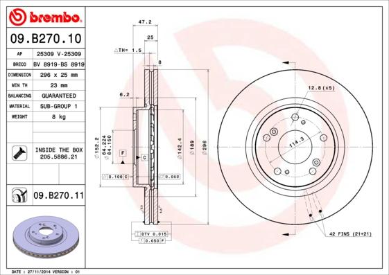 Brembo 09.B270.10 - Jarrulevy inparts.fi