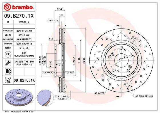 Brembo 09.B270.1X - Jarrulevy inparts.fi