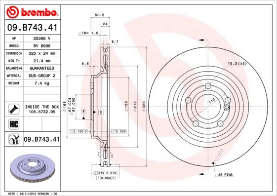 Brembo 09.B743.41 - Jarrulevy inparts.fi