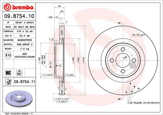 Brembo 09.B754.10 - Jarrulevy inparts.fi