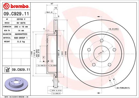 Brembo 09.C929.11 - Jarrulevy inparts.fi