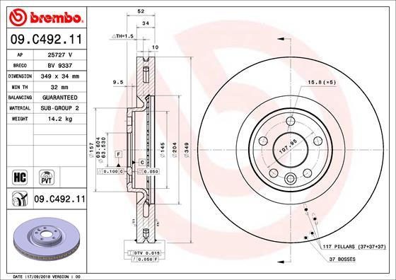 Brembo 09.C492.11 - Jarrulevy inparts.fi