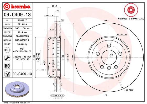 Brembo 09.C409.13 - Jarrulevy inparts.fi