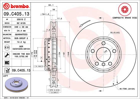 Brembo 09.C405.13 - Jarrulevy inparts.fi