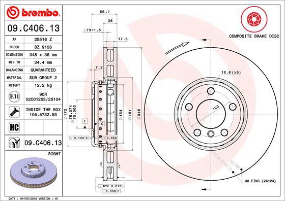 Brembo 09.C406.13 - Jarrulevy inparts.fi