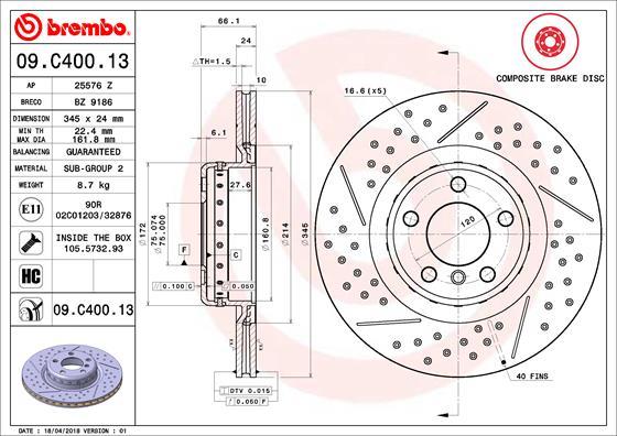 Brembo 09.C400.13 - Jarrulevy inparts.fi