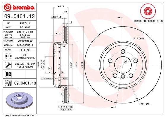 Brembo 09.C401.13 - Jarrulevy inparts.fi