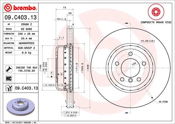 Brembo 09.C403.13 - Jarrulevy inparts.fi