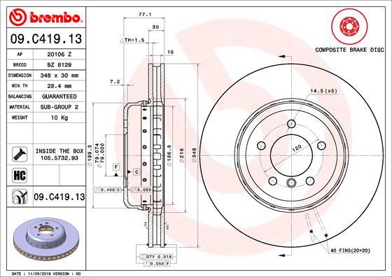 Brembo 09.C419.13 - Jarrulevy inparts.fi