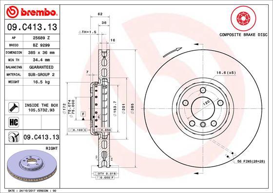 Brembo 09.C413.13 - Jarrulevy inparts.fi