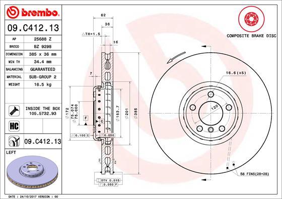 Brembo 09.C412.13 - Jarrulevy inparts.fi