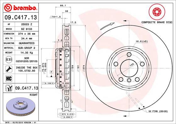 Brembo 09.C417.13 - Jarrulevy inparts.fi