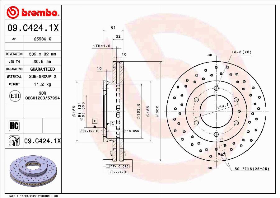 Brembo 09.C424.1X - Jarrulevy inparts.fi