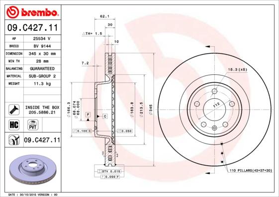 Brembo 09.C427.11 - Jarrulevy inparts.fi