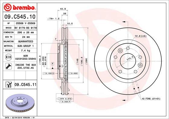 Brembo 09.C545.11 - Jarrulevy inparts.fi