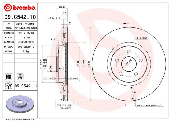 Brembo 09.C542.11 - Jarrulevy inparts.fi