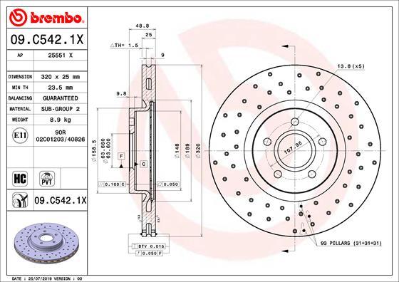 Brembo 09.C542.1X - Jarrulevy inparts.fi