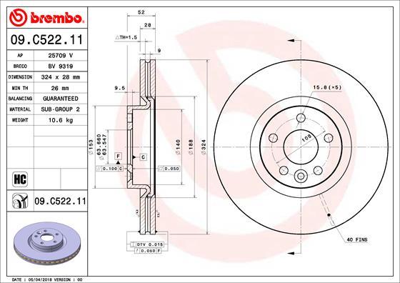 Brembo 09.C522.11 - Jarrulevy inparts.fi