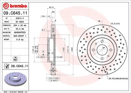 Brembo 09.C645.11 - Jarrulevy inparts.fi