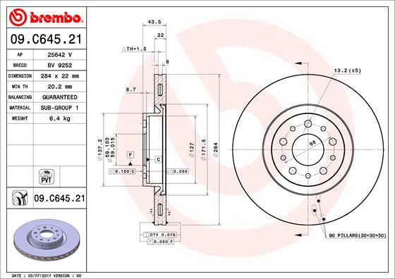 Brembo 09.C645.21 - Jarrulevy inparts.fi