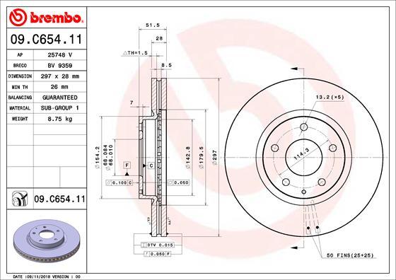 Brembo 09.C654.11 - Jarrulevy inparts.fi