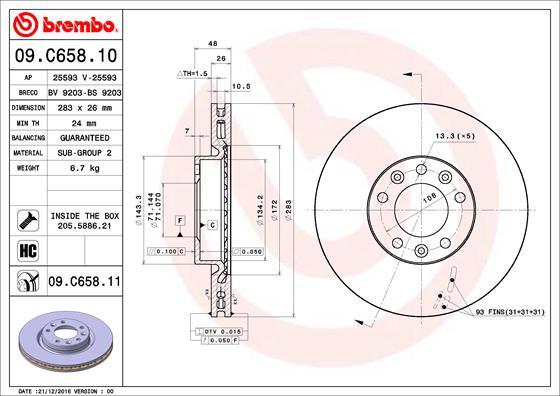 Brembo 09.C658.11 - Jarrulevy inparts.fi