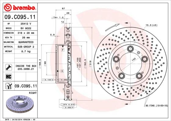 Brembo 09.C095.11 - Jarrulevy inparts.fi