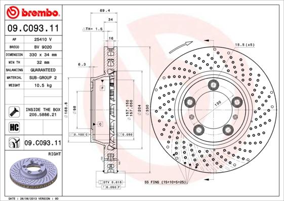 Brembo 09.C093.11 - Jarrulevy inparts.fi