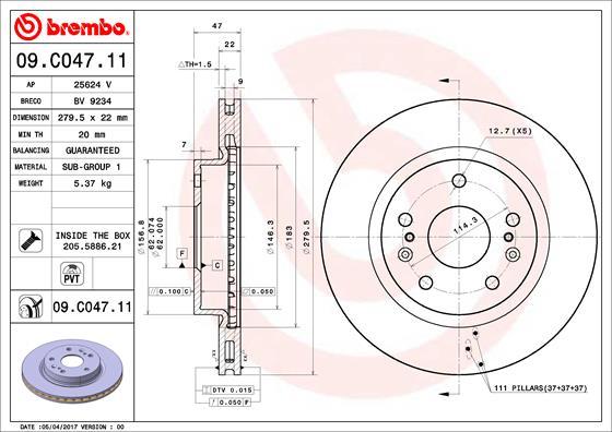 Brembo 09.C047.11 - Jarrulevy inparts.fi