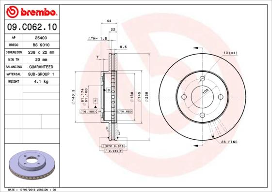 Brembo 09.C062.11 - Jarrulevy inparts.fi