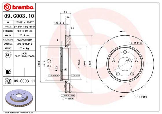 Brembo 09.C003.11 - Jarrulevy inparts.fi