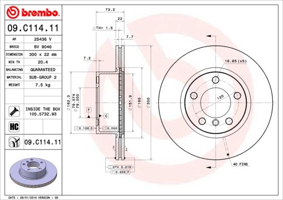 Brembo 09.C114.11 - Jarrulevy inparts.fi