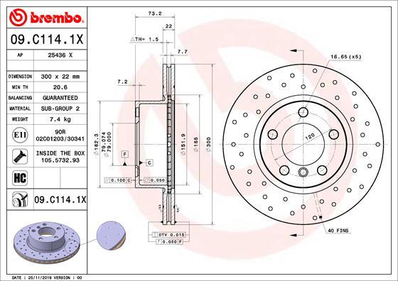 Brembo 09.C114.1X - Jarrulevy inparts.fi