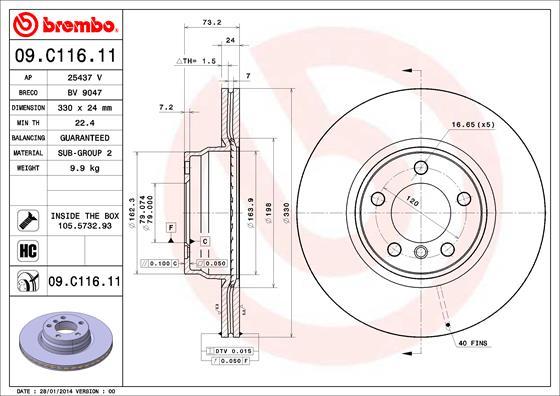 Brembo 09.C116.11 - Jarrulevy inparts.fi